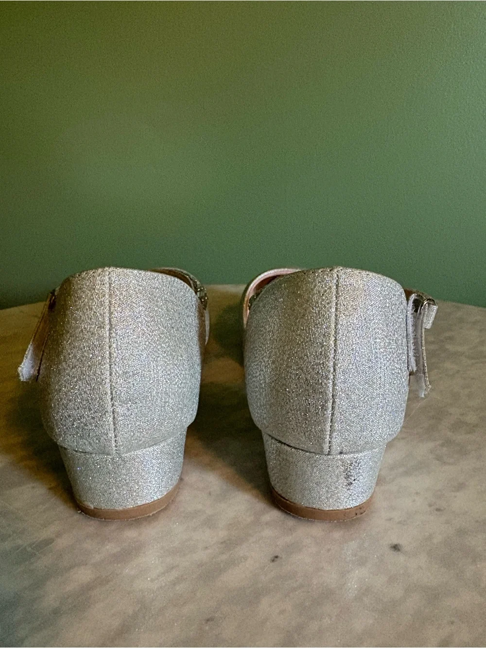 Sparkle Ankle-Strap Kids Low Heel in Silver